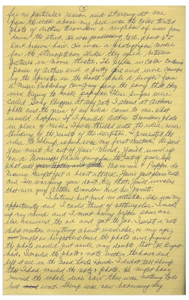 Moe Howard's Handwritten Manuscript Page When Writing His Autobiography -- Moe Describes His Infamous Plan to Get Work on a Showboat, ''the germ of an idea came to me'' -- Single 8'' x 12.5'' Page